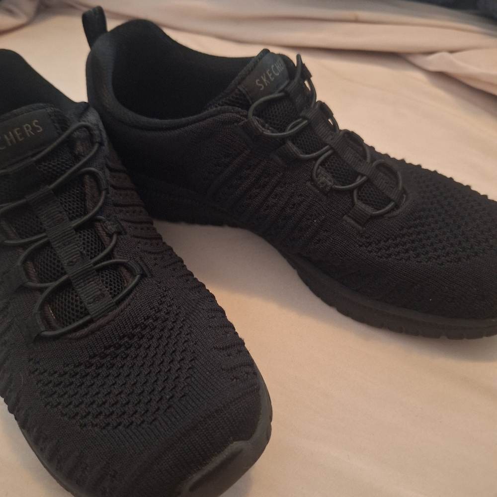 Skechers All-Black Knit Athletic Shoes